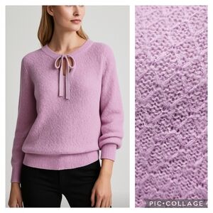 LOFT Lilac Textured Bow Sweater Lavender